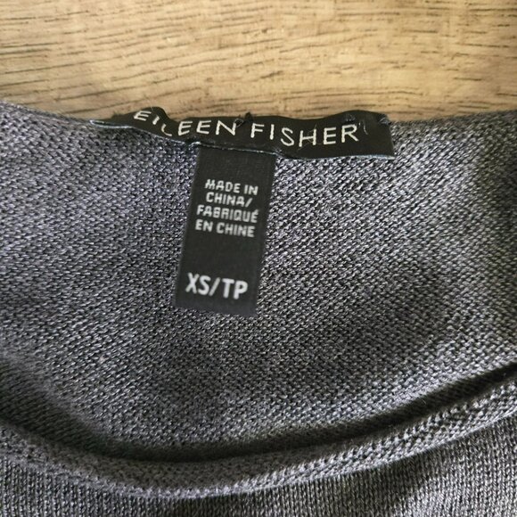 Eileen Fisher XS Gray Tunic Sweater w Matching Scarf Colorblock Sleeves Tencel - Picture 5 of 15